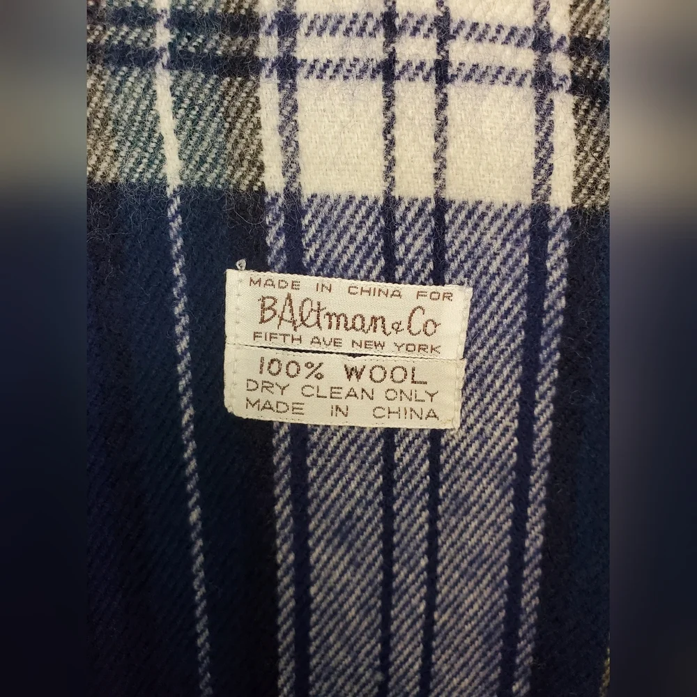 B Altman & Co Fifth Avenue New York Vintage Men's Plaid Scarf 100% Wool